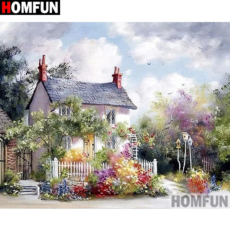 Алмазная 5d-картина HOMFUN A20325 Домашний пейзаж вышивка крестиком с полными