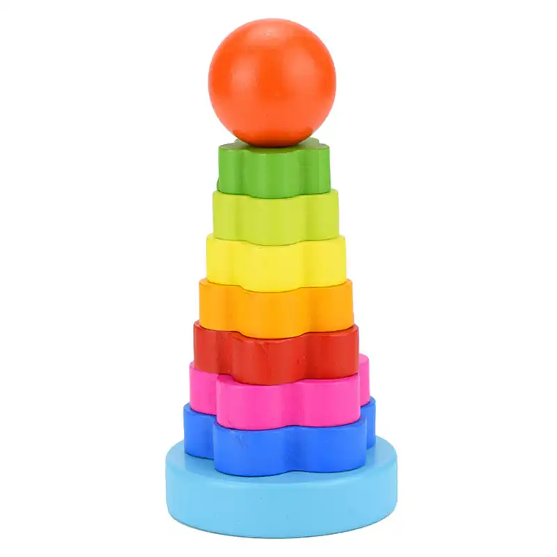 Jouets Educatifs Montessori Pour Bebes De 12 A 24 Mois Tri En Bois Tour D Empilage De Fleurs Aliexpress