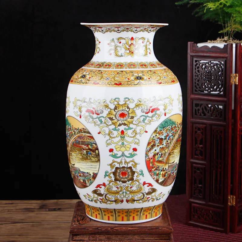 Керамическая ваза под старину Цзиндэчжэнь китайские фарфоровые вазы|chinese vase|golden