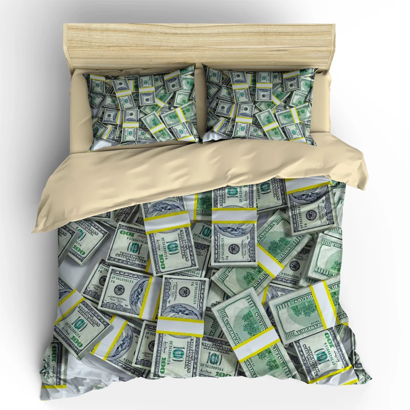 AHSNME decoration dollar money Bedding Set High-definition Print Quilt Cover for RU AU EU King Double Size Market jogo de cama