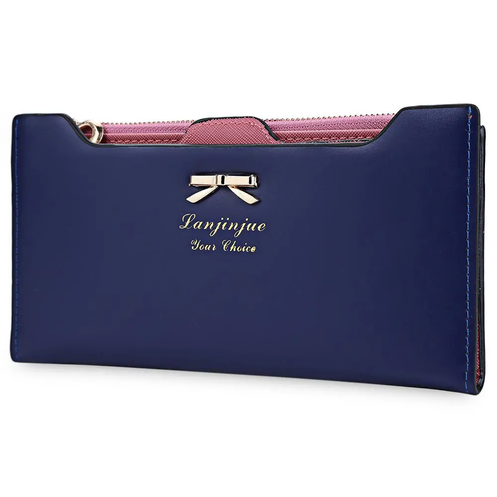 Candy Color Wallet Female Carteira Feminina Women Purse Long Bow Wallets PU Thin Card Holders Purse Portefeuille Femme