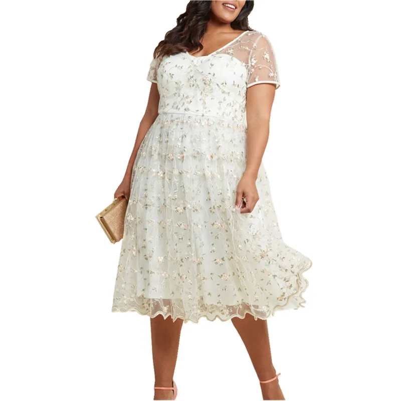Цветок молния плиссированные Вышивка Вечерние партии Винтаж сетки Vestidos платье