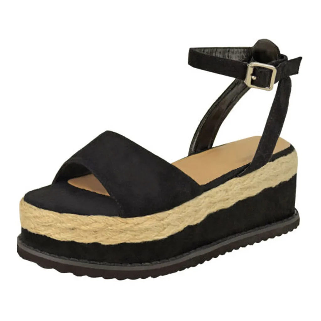 

SAGACE Women Belt Buckle Sandals Weaving Flatform Wedge Shoes Ladies Fish Mouth Sandals Sexy High Quality Sandals Ladies Shoes