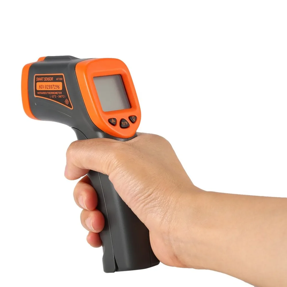 

Dropshipping LCD AT380 Infrared Thermometer Non Contact Infrared Thermometer Temperature Pyrometer IR Laser Point Gun