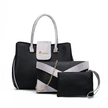 2016 Women Big Totes Handbag Snake 3 Pieces Composite Bag Chain Ladies Fashion Crossbody Bag Euripean Women Shoulder Bag NEW
