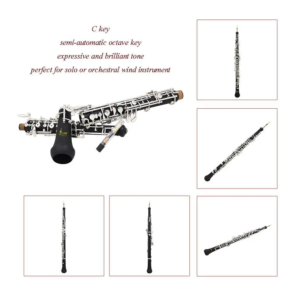 Профессиональный oboe C Ключ Мельхиор покрытый 620g/21,9 oz Серебряный деревянный черный музыкальный инструмент