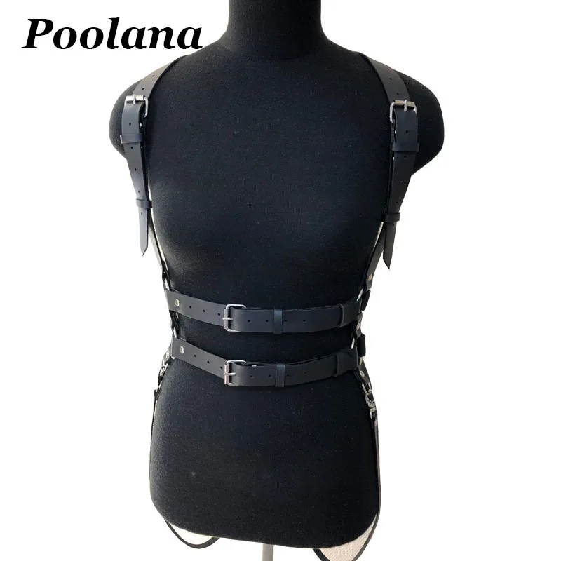 Cosplay&ware Handmade Real Leather Belt Women Harness Steampunk Gothic Chest Body Suspender Straps Outfits -Zentai shop online