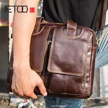 AETOO из натуральной кожи Мужская Портфели Винтаж бизнес сумка для ноутбука модные женские сумки через плечо для женщин и мужчин, сумка почтальон мужские сумки из натуральной кожи