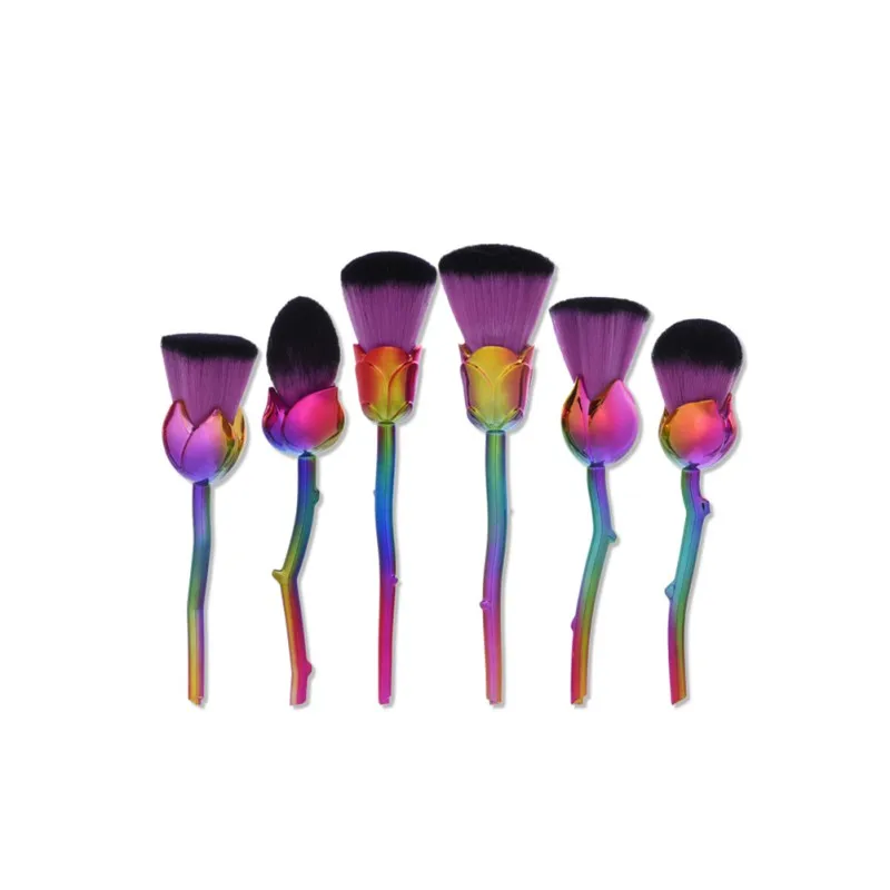 

6pcs Rose Shape Gold Makeup Brushes Foundation Powder Make Up Brushes Set Beauty Blush Brushes Maquiagem