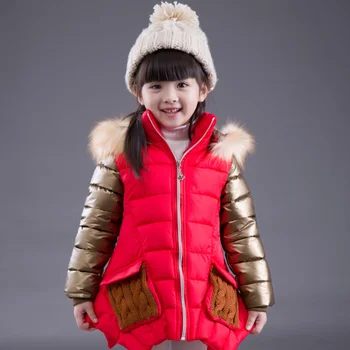 

Autumn and winter medium-large child cotton-padded jacket down girls clothing medium-long thickening wadded jacket girls coat