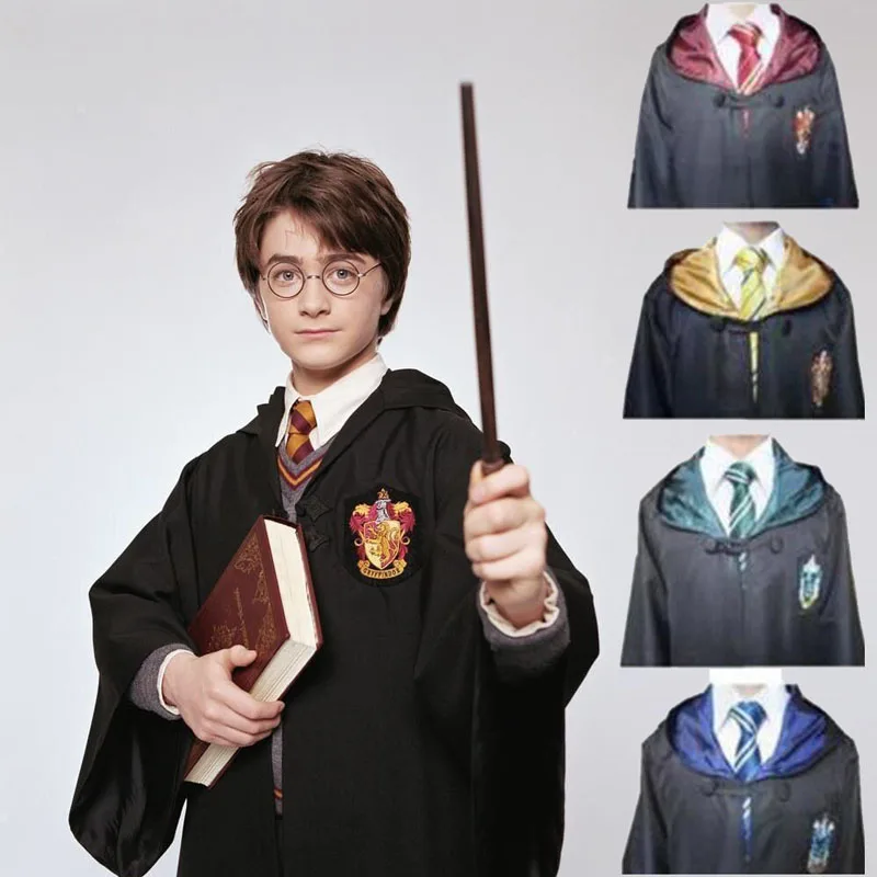 

Harri Potter Outfits Cape Hogwarts Uniform Cloak Gryffindor Ravenclaw cosplay Magic Robe Halloween costume for kids and adults