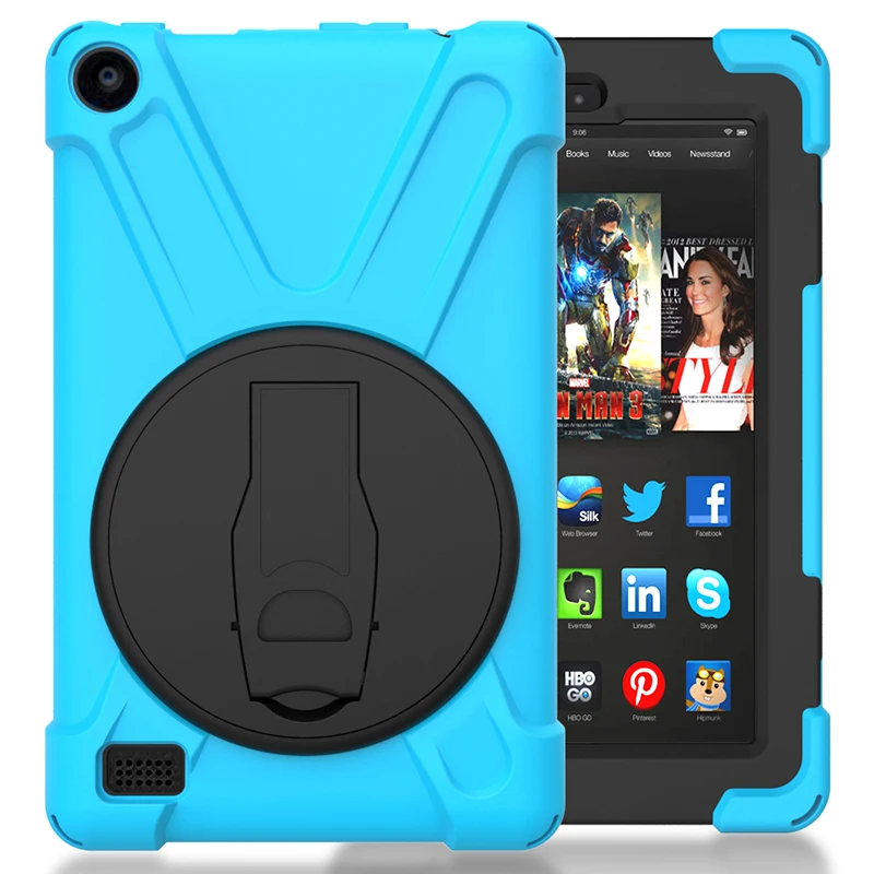 

Shockproof Silicone Hybrid Case Cover with Kickstand Function for Amazon Kindle Fire HD 7 inch 2017 E-reader+ Stylus