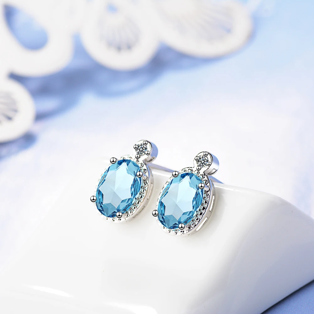 Natural Sky Blue Topaz Earrings - Image 6
