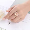 Anillo de piedra de circonia cúbica color champán grande clásico cristal naranja CZ corte lujo anillo de color Plata joyería de mujer ► Foto 3/5