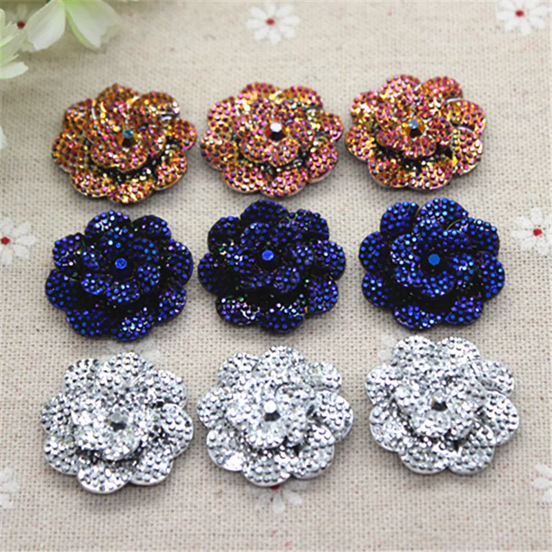 

10pcs Shiny AB Resin Rhinestone Fower Flatback Cabochon DIY Phone/Hair Ornament Decoration,26mm