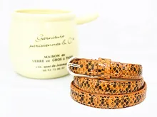 Free Shipping New Snake Leather Bracelet Multicolor Wrap Bracelets For Women Gold Buckle 3 Around Adjustable Bracelet HY12030