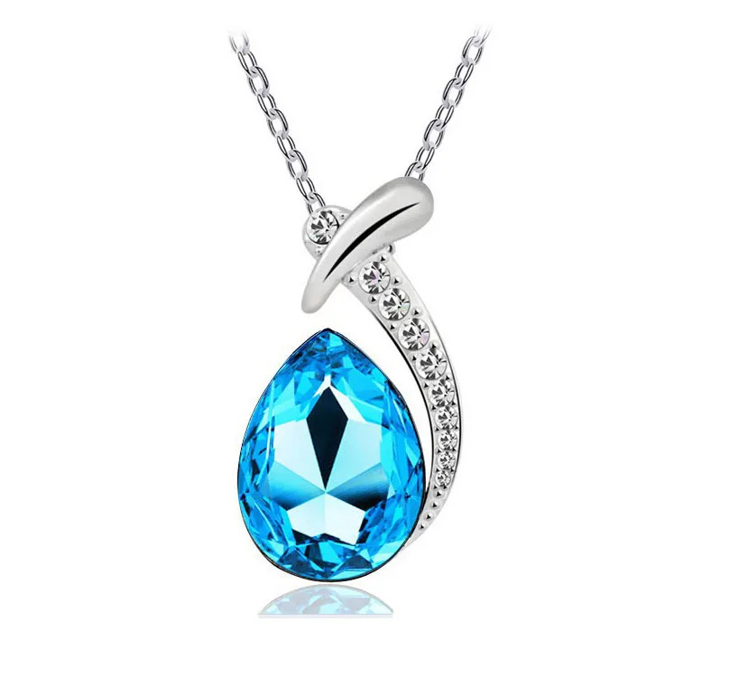 

Wholesale Austria Crystal short design Teardrop crystal Pendants Necklace beauty women For Christamas New Year gift