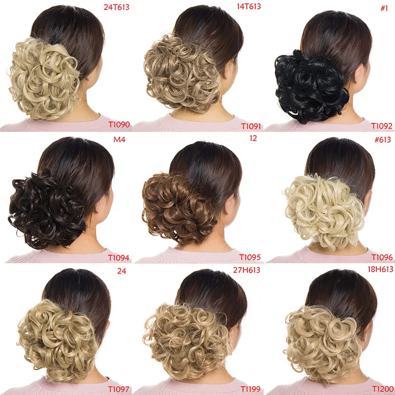 S Noilite 1piece 14colors Short Synthetic Hair Big Bun Chignon Two