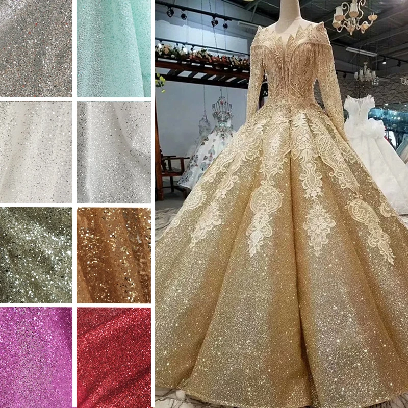

130X50CM Sequin Flicker Glitter Fabric Patchwork Tulle for Weddings Stag Party Show Evening Dress Clothes Handmake Fabrics