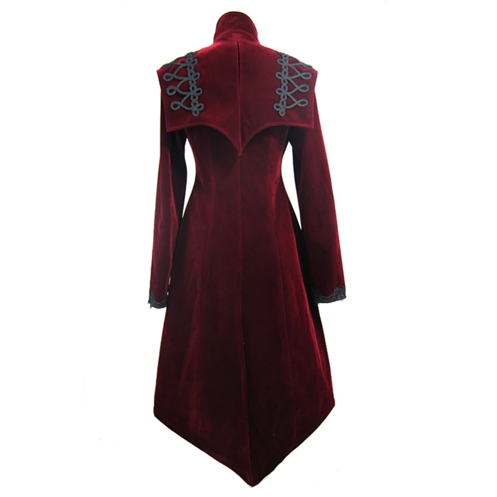 Готический Для женщин Повседневное длинные пальто со стоячим воротником на молнии халаты куртки дворец суд куртки для вечеринок верхняя