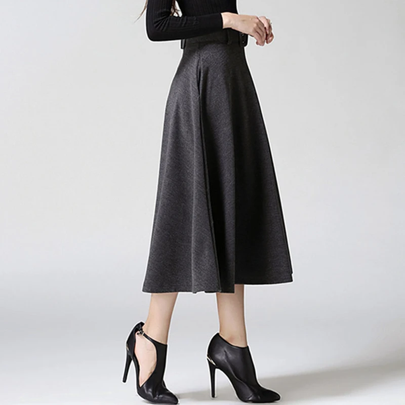 Новая женская элегантная плиссированная юбка с высокой талией, большой размер, однотонная длинная юбка макси, Женская юбка с поясом MZ1214