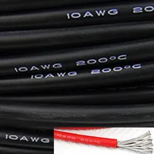 5 метров 10AWG мягкий силиконовый кабель 5.3mm2 ультра гибкий тестовый провод красный черный желтый синий зеленый белый