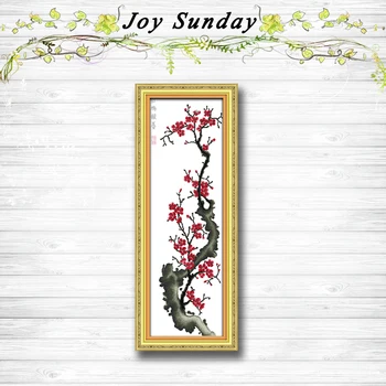 

Red plum announcing spring decor painting dmc 14CT 11CT counted cross stitch kits embroidery set Needlework Set Home decor