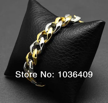 

Man's Gold and Silver Tow tone 316L Stailess Steel Curb Chain Bracelet