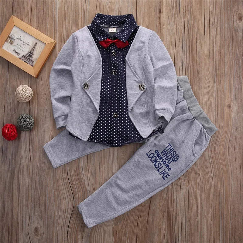 

2pcs Toddler Baby Boys Kids Shirt Tops + Pants Clothes Outfits Set Autumn Winter Children Kids Boy's Gentleman Party Clothing