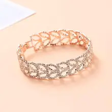 Модный золотой цвет. полый браслеты-листья женские Стразы Аксессуары для браслетов Ювелирные изделия Подарки для дам