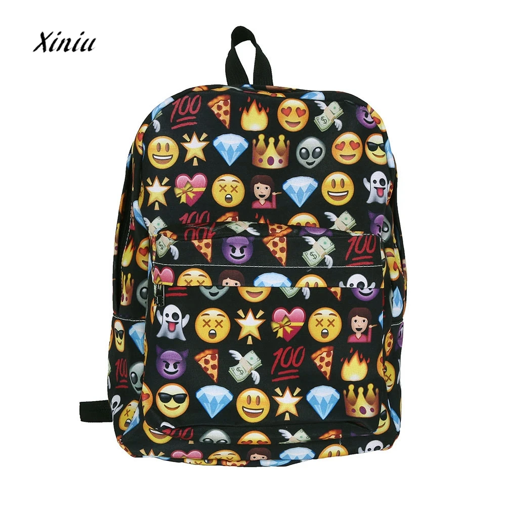 Unisex Backpack Modern Women Smile Emoji Backpack Emoticon Pack Shoulder Fashion Mochila Travel