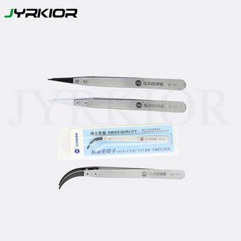 

DIY & Pro Micro Portable Stainless Steel Antimagnetic Pointed Tweezer Precision Forcep, Replaceable Anti Static Ceramic Tweezer