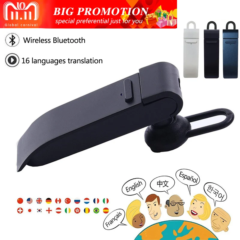 Najtaniej Inteligentny tłumacz głosowy 16 języków natychmiastowe tłumaczenie słuchawki bezprzewodowy tłumacz Bluetooth słuchawka biznes tłumacz głosowy