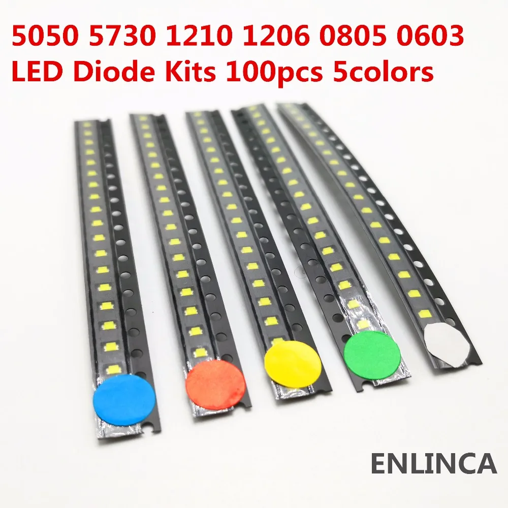 100 шт. 0402 0603 0805 1206 smd светодиоды красный желтый зеленый Белый Синий Оранжевый