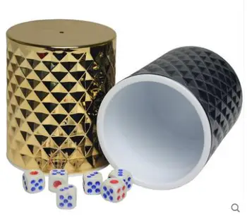 

Plastic Dice Cup With 6pcs Acrylic Dices KTV Bar Gambling Casino Texas Hold'em Poker Party Game Dice Cup Game