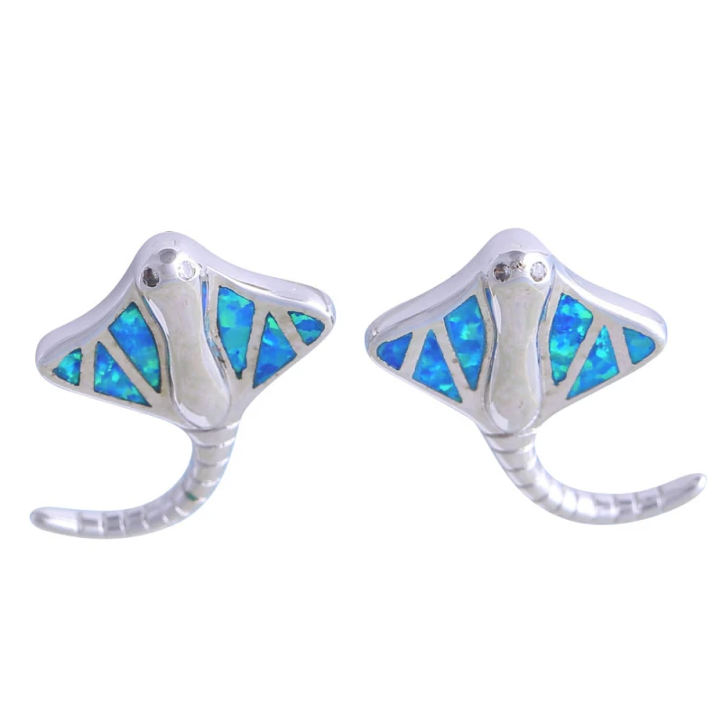 

Gift Party Jewelry Blue opal earrings 925 Sterling Silver earrings Cute tortoise for women E214