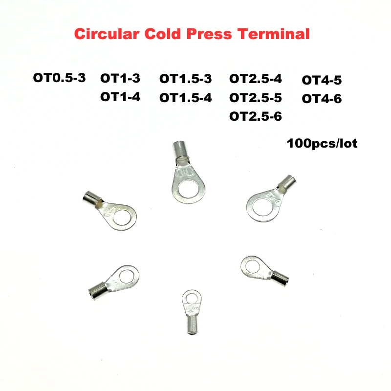 Circular Cold Press Terminal OT0.5-3~4-6 100pcs
