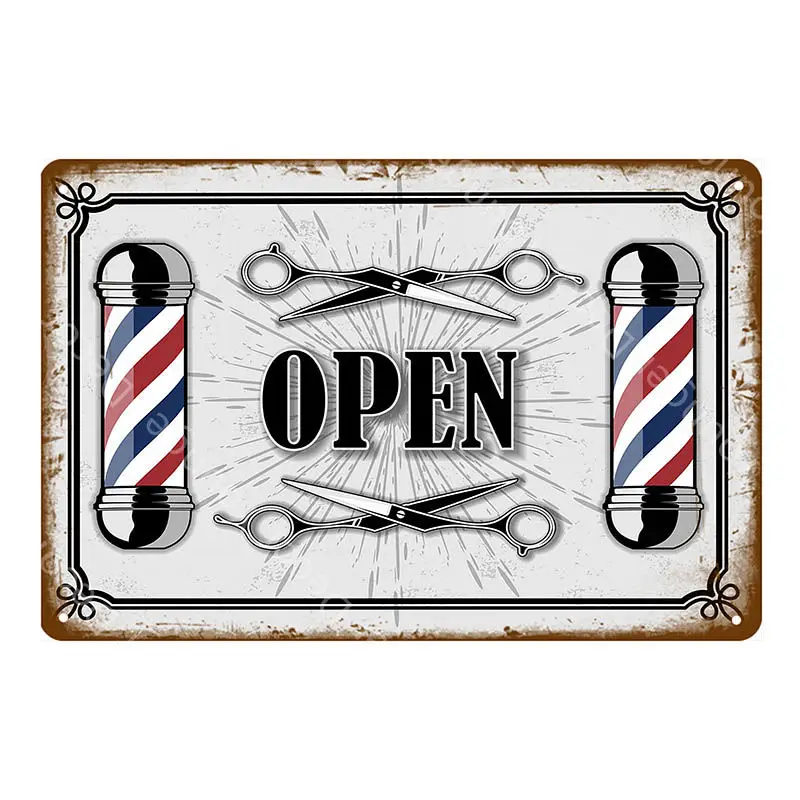 Винтажные металлические вывески для парикмахерской, настенные наклейки, открытая Закрытая рекламная доска для паба для бара, клуба, магазина, домашний декор, постер для стрижки волос
