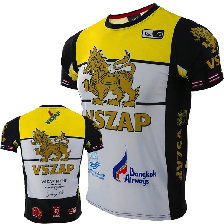 

VSZAP quick-drying jersey MUAY THAI THAI boxing short sleeve T-shirt for MMA fitness elastic fighting men