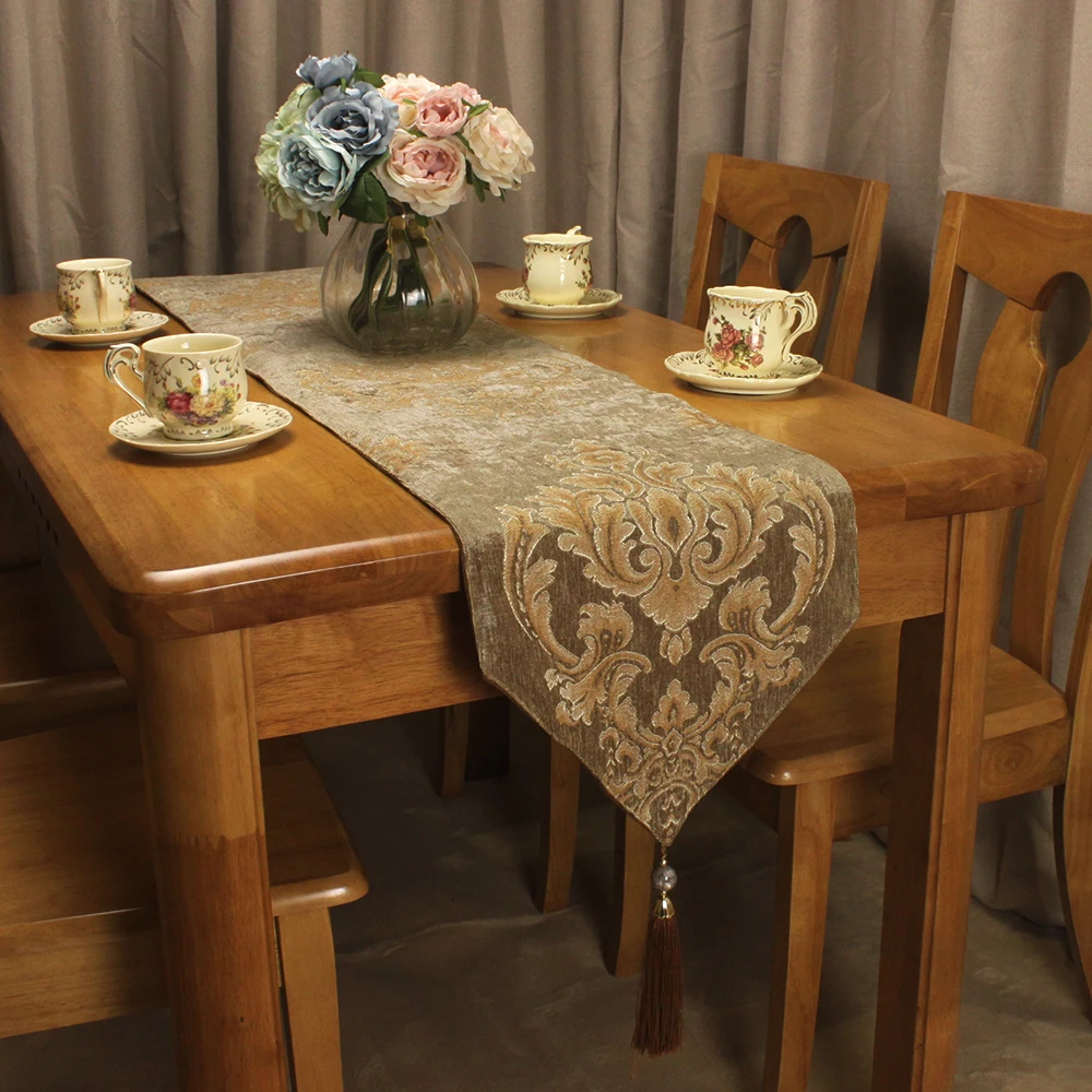 Купить CURCYA коричневый Классическая скатерть Роскошные Синель ...