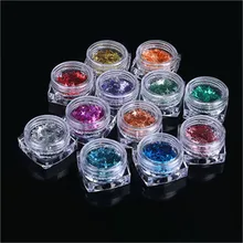 3D Ногти пигментный гель 12 цветов/набор клетчатый дизайн ногтей украшение волшебный эффект хромированная пудра зеркальная пудра для ногтей кристаллическая пудра Мода