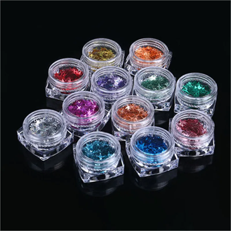 3D Nail glitter 12 Color/Set Plaid Nail Art Decoration Magic Effect