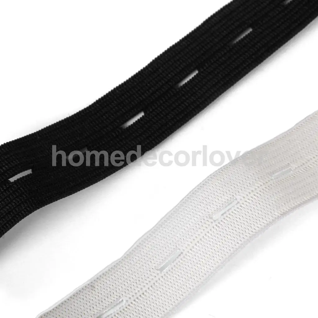 Sewing Button Hole Knit Elastic Band 1.5m 2cm Pack Of 2 White And Black