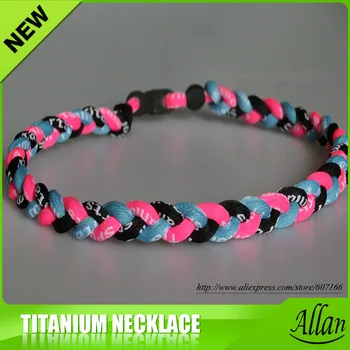 

Fashion cheap tornado titanium sports necklace with nylon rope wrapped necklace