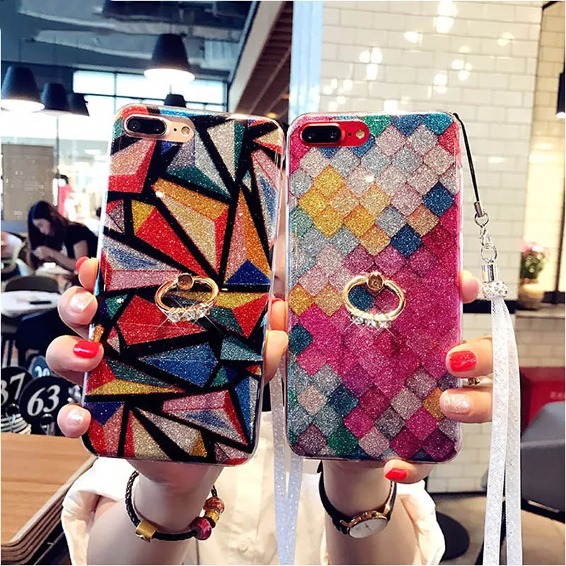 Luxury mobile Phone Case For iPhone X 6 6s Plus 7 8 protector Cover Support Soft Silicone Metal Ring Holder Stand |