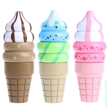 

2020 New Wooden Food Magnetic Pretend Play Connected Ice Cream Children Kid Gift Toy Game