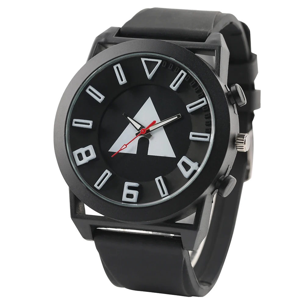 

Men's Black Silicone Piramit Dial Watch 3D Number Quartz Watch for Young Man Children's Watches Unique Wristwatches for Gift