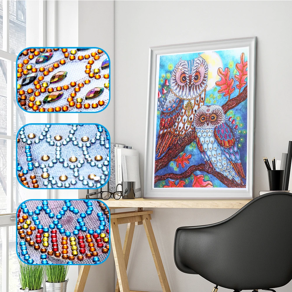 

Sashiko Diamond Embroidery Owls Animals Special Shape Diamond Painting Embroidery Rhinestone 5D Diamond DIY Crystal Painting