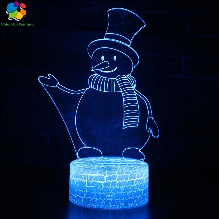 

Hot Christmas Tree Snowman Reindeer Touch 3D LED Night Light Bedroom Decor Kids Creative illusion Lamp Home Decor Gift Art 11