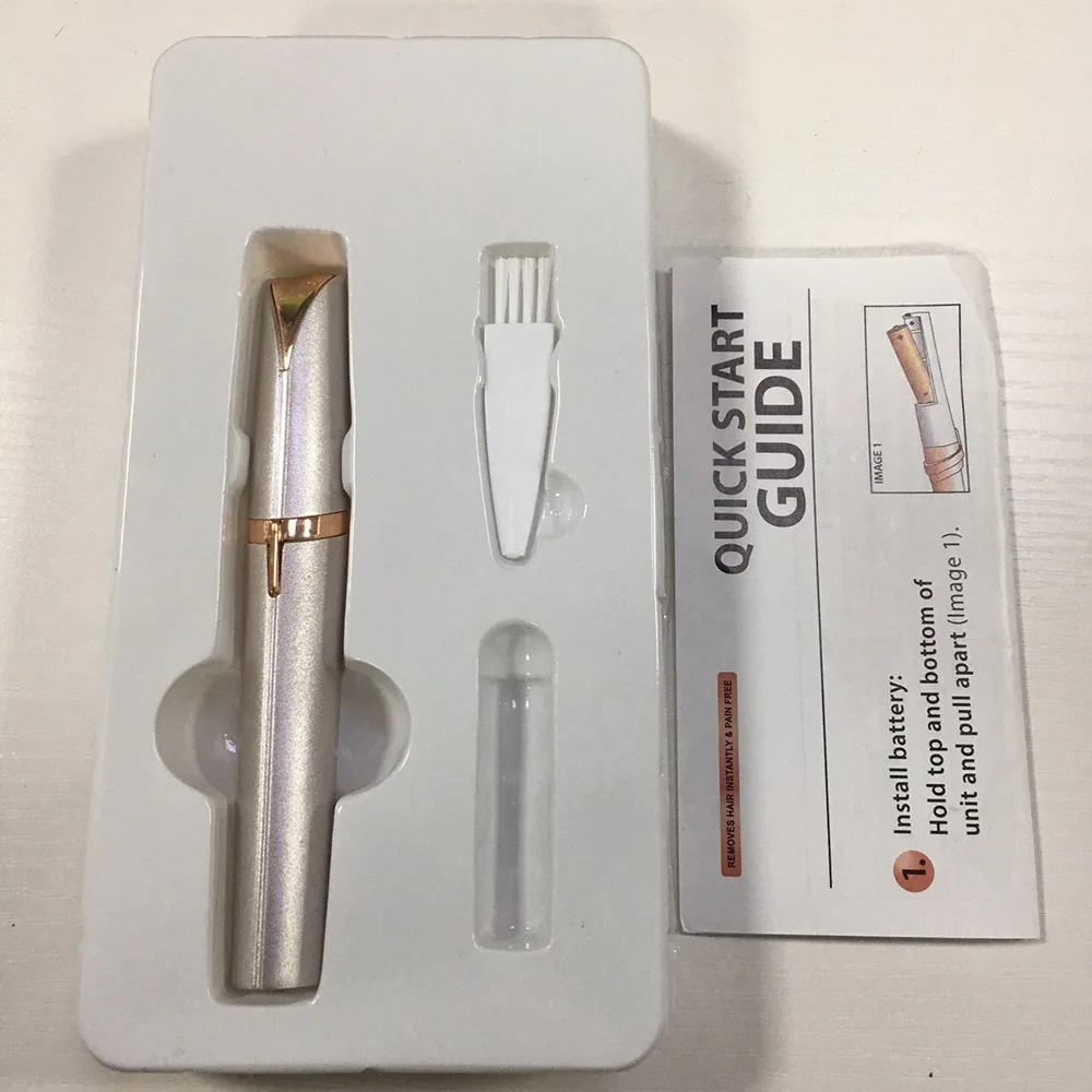 

Lipstick Eyebrow Trimmer Brows Pen Hair Remover Mini Electric Shaver Painless Eye brow Epilator with LED Light WITHOUT Battery